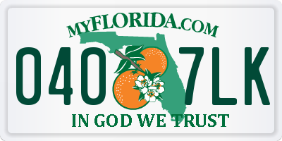 FL license plate 0407LK