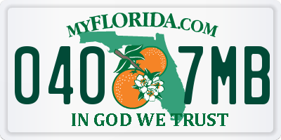 FL license plate 0407MB