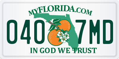 FL license plate 0407MD