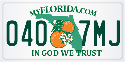 FL license plate 0407MJ