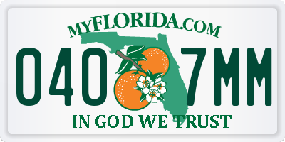FL license plate 0407MM