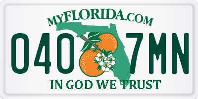 FL license plate 0407MN