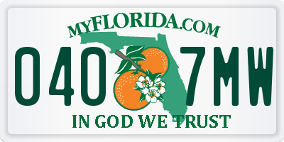 FL license plate 0407MW