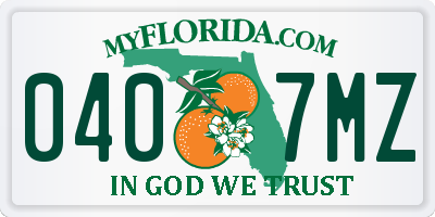 FL license plate 0407MZ