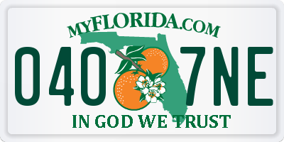 FL license plate 0407NE
