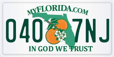 FL license plate 0407NJ