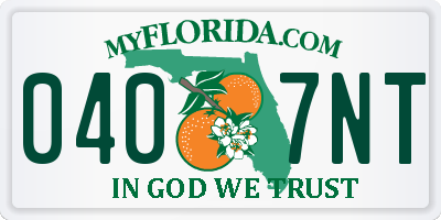 FL license plate 0407NT