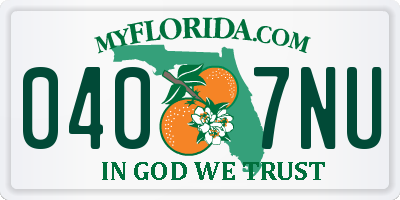 FL license plate 0407NU