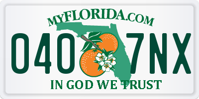 FL license plate 0407NX