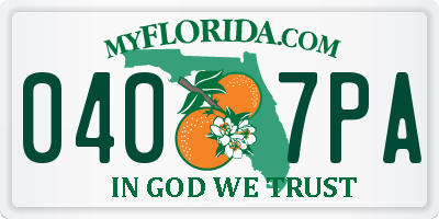FL license plate 0407PA