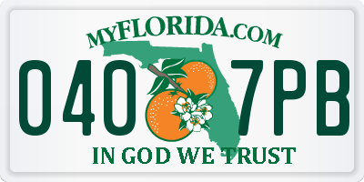 FL license plate 0407PB