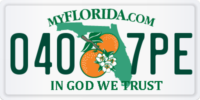 FL license plate 0407PE