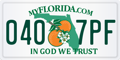 FL license plate 0407PF