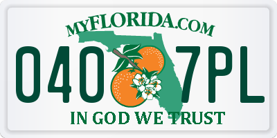 FL license plate 0407PL