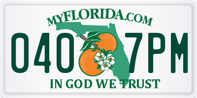 FL license plate 0407PM