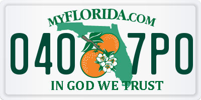 FL license plate 0407PO