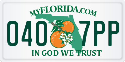 FL license plate 0407PP