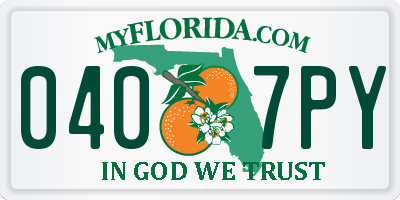 FL license plate 0407PY
