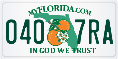 FL license plate 0407RA