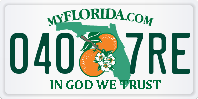 FL license plate 0407RE