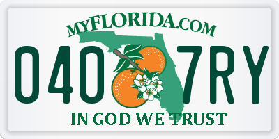 FL license plate 0407RY