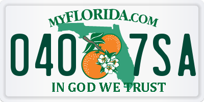 FL license plate 0407SA