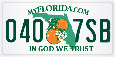 FL license plate 0407SB
