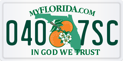 FL license plate 0407SC