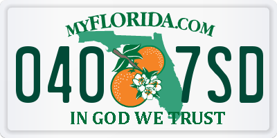 FL license plate 0407SD