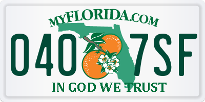 FL license plate 0407SF