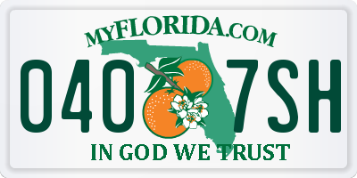 FL license plate 0407SH