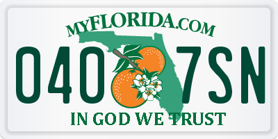 FL license plate 0407SN