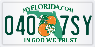 FL license plate 0407SY