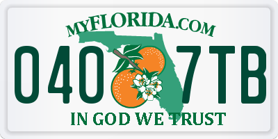 FL license plate 0407TB
