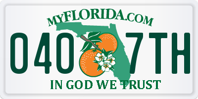 FL license plate 0407TH