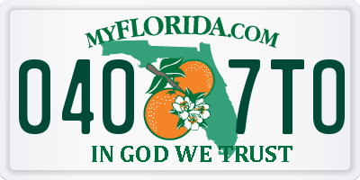 FL license plate 0407TO