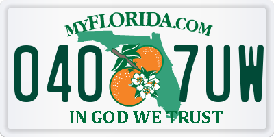 FL license plate 0407UW