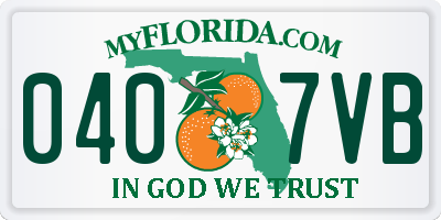 FL license plate 0407VB