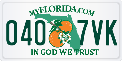 FL license plate 0407VK