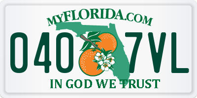 FL license plate 0407VL