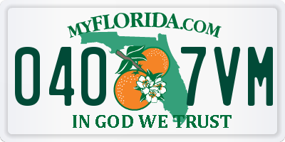 FL license plate 0407VM