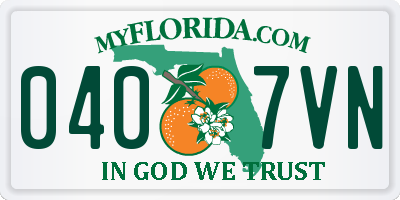 FL license plate 0407VN
