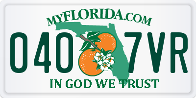 FL license plate 0407VR