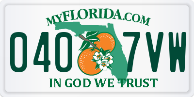 FL license plate 0407VW