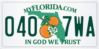 FL license plate 0407WA