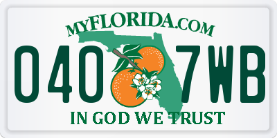 FL license plate 0407WB