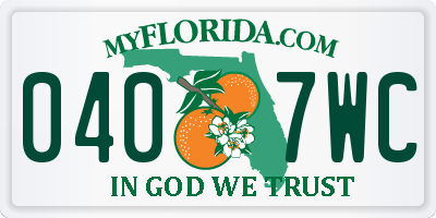 FL license plate 0407WC