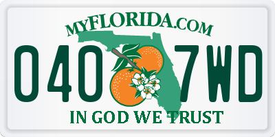 FL license plate 0407WD