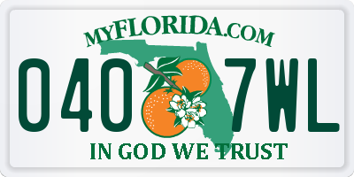 FL license plate 0407WL