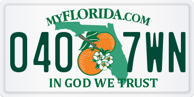 FL license plate 0407WN